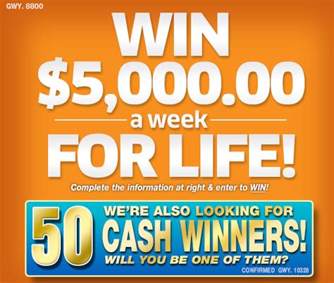 win 10 000 a week for life|WIN $5000 a WEEK for LIFE from  .